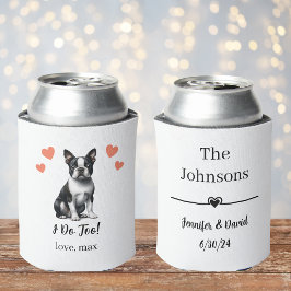 Porta-lata Casamento de Pet Personalizado em Boston Terrier p