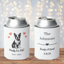 Porta-lata Casamento de Pet Personalizado em Boston Terrier p