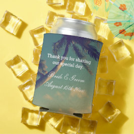 Porta-lata Casamento de praia personalizado com foto de palma