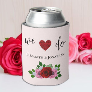Porta-lata Casamento de Rosas Vermelhas e Rosa