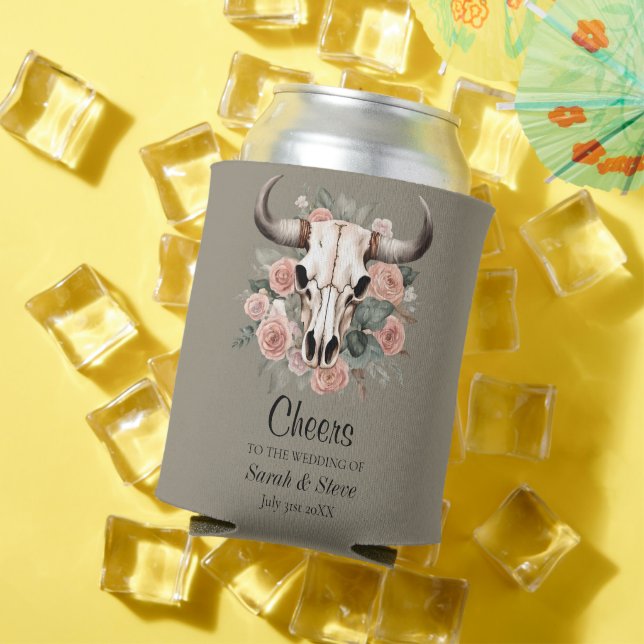 Porta-lata Casamento de Sábado de Crânio Floral de Boho Ocide (Verão in situ)