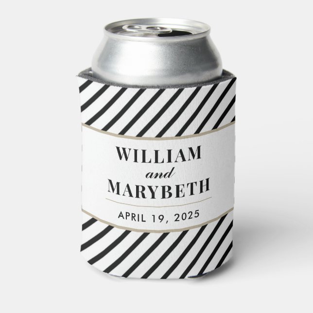 Porta-lata Casamento de Stripe Negra e Branca (Can Back)