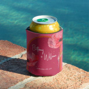 Porta-lata Casamento de Verão Floral Cor-de-Rosa Moderno Arra