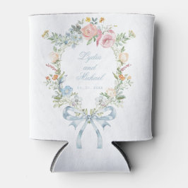 Porta-lata Casamento do Monograma de Fora Floral Elegante