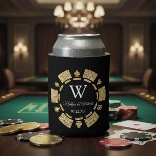 Porta-lata Casamento Dourado de Chip Casino de Poker