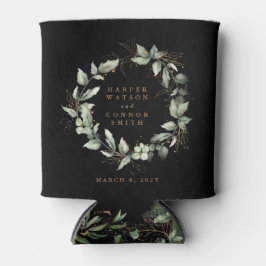 Porta-lata Casamento Dourado de Eucalyptus Wreath, preto mode