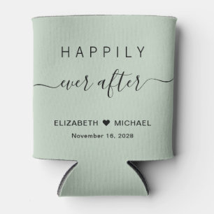 Porta-lata Casamento Felizes para Sempre Verde Sage