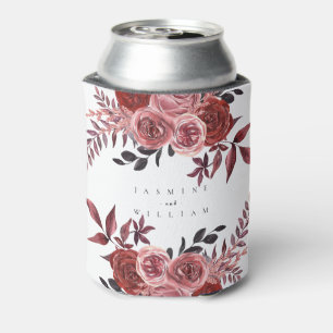 Porta-lata Casamento Floral Burgundy Elegante