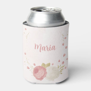 Porta-lata Casamento floral cor-de-rosa branco e dourado româ