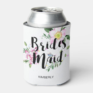 Porta-lata Casamento floral cor-de-rosa da aguarela da dama