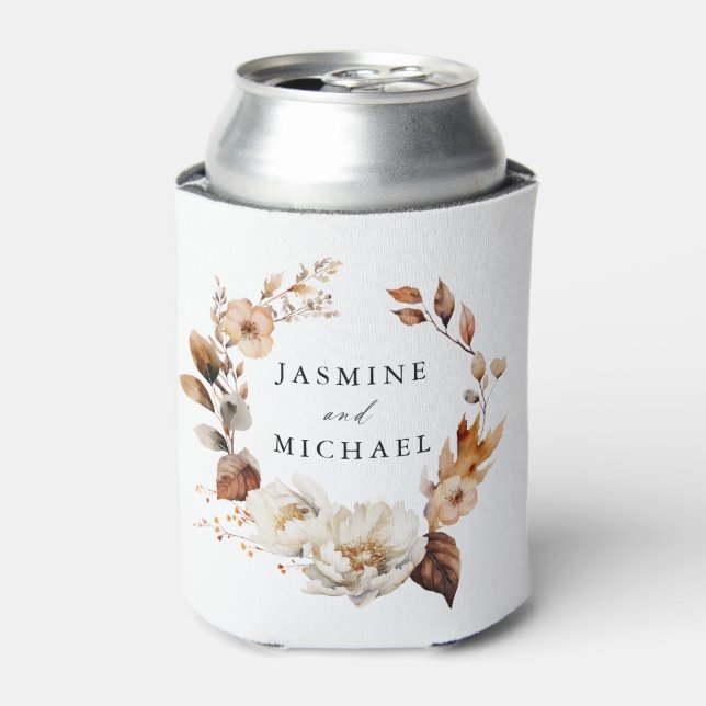 Porta-lata Casamento Floral de Outono Rústico (Can Front)
