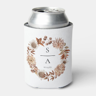 Porta-lata Casamento Floral Laranja Queimado por Aquarela Ele