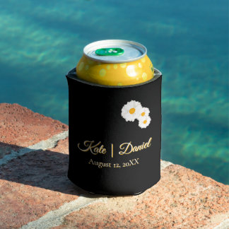 Porta-lata Casamento Floral Preto
