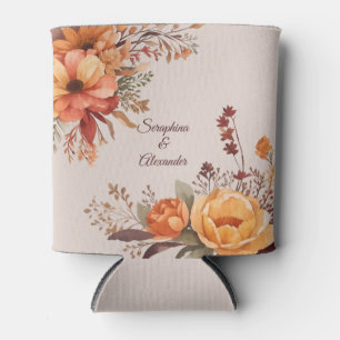 Porta-lata Casamento Floral Rústico em Aquarela de Outono