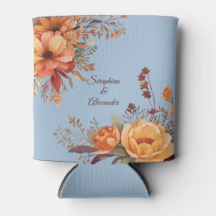 Porta-lata Casamento Floral Rústico em Aquarela de Outono
