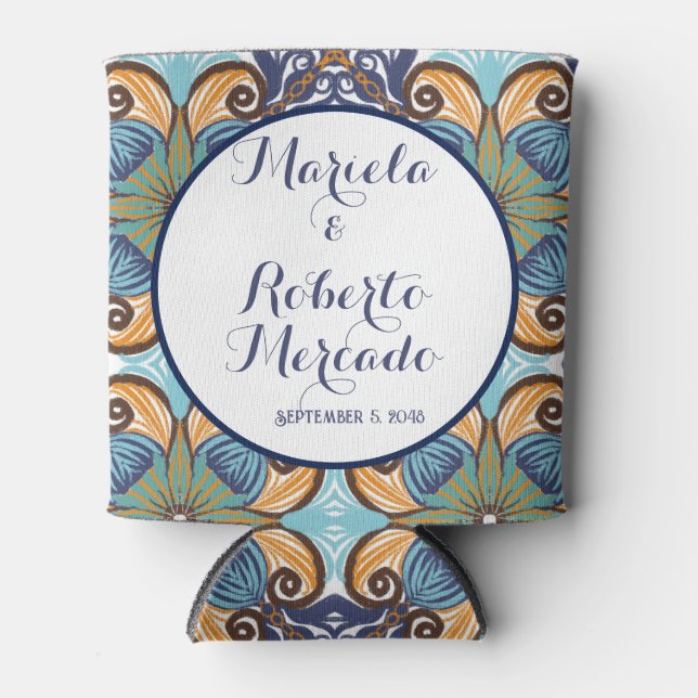 Porta-lata Casamento Floral Talavera mexicano legante (Frente)
