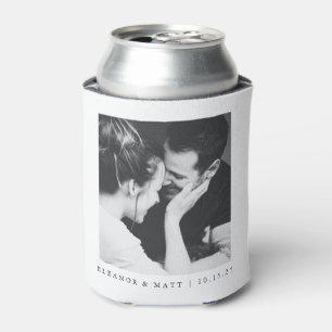 Porta-lata Casamento Foto Casal Preto Branco Minimalista Pers