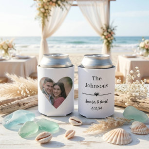 Porta-lata Casamento Foto Coração Personalizado Elegante