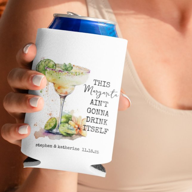 Porta-lata Casamento Margarita Personalizado por Modern Water (Criador carregado)