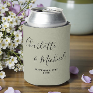 Porta-lata Casamento Minimalista com Letra Cinza Cimento
