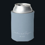 Porta-lata Casamento Mínimo Elegante Personalizado Dusty Blue<br><div class="desc">Casamento Mínimo Personalizado De Casamento Mínimo Dusty Blue Can Cooler</div>