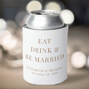 Porta-lata Casamento Moderno Coma Beba Seja Casado Branco Dou