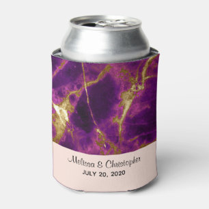 Porta-lata Casamento Moderno Roxo e Dourado Abstrato Marble