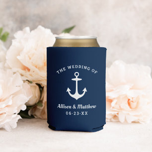 Porta-lata Casamento Naval Âncora Monograma Marinha