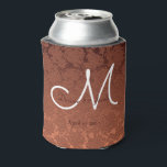 Porta-lata Casamento outono Rustic Elegante Terracotta Monogr<br><div class="desc">Elegante terracotta de casamento outono marrom-branco. Monograma floral de cerveja personalizada mais fria. Chic,  moderno,  moderno,  clássico,  na moda,  lindo padrão metálico sucinto. Imagem copyright Marg Seregelyi Fotografia.</div>