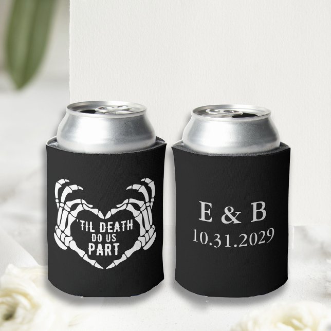 Porta-lata Casamento Personalizado de Morte de Black Til (Personalized Black Til Death Wedding Can Cooler
)