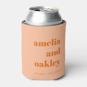 Porta-lata Casamento Personalizado De Pêssego Laranja-Minimal