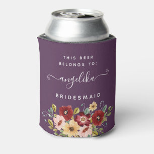 Porta-lata Casamento Personalizado Floral Frente e Traseira