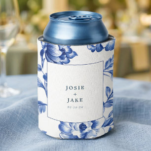 Porta-lata Casamento Quadrado em Azul Empoeirado Chinoiserie