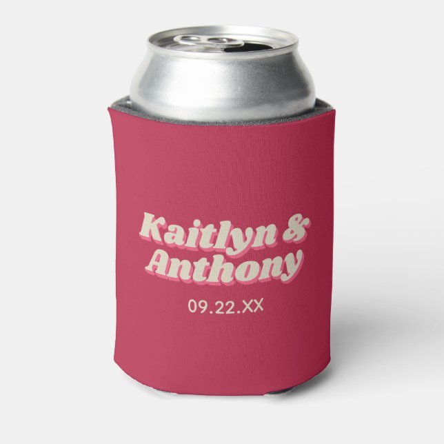 Porta-lata Casamento Retro Groovy Viva Magenta, de 70 anos (Can Back)