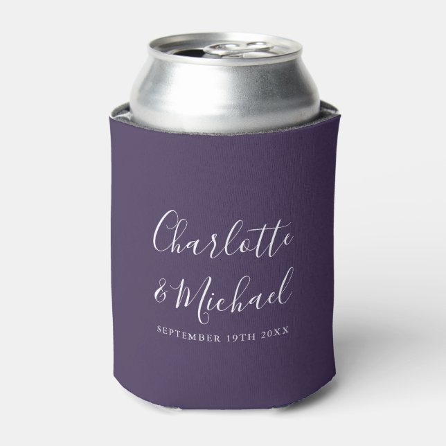 Porta-lata Casamento Roxo Script de Assinatura (Can Front)