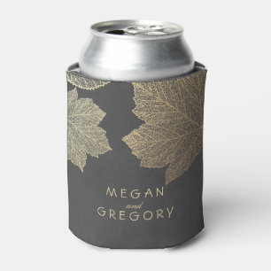 Porta-lata Casamento Russo de Chalkboard com Folhas Douradas