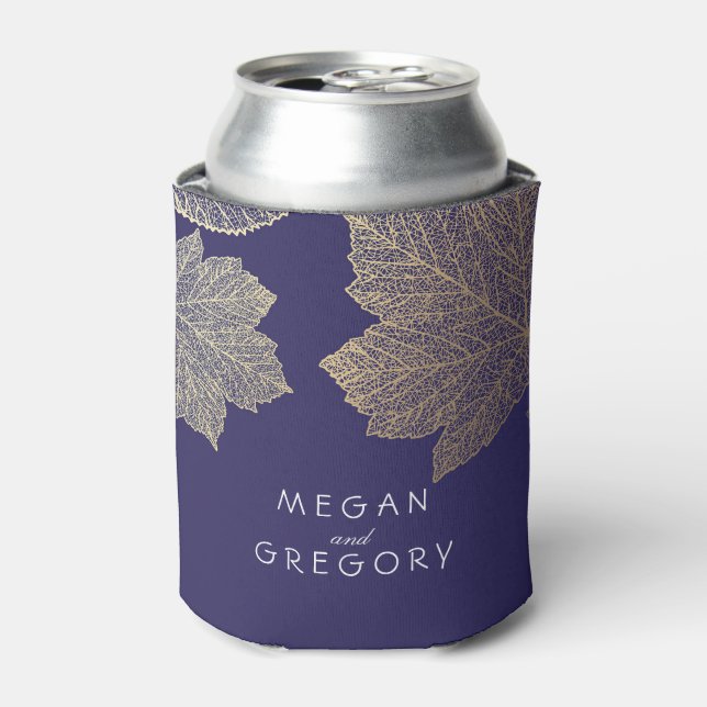 Porta-lata Casamento Russo Marinho de Folha Dourada (Can Front)