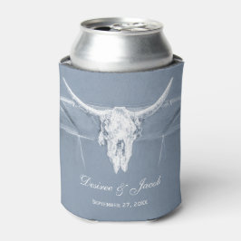 Porta-lata Casamento Rustic Dusty Blue Cow West Skull