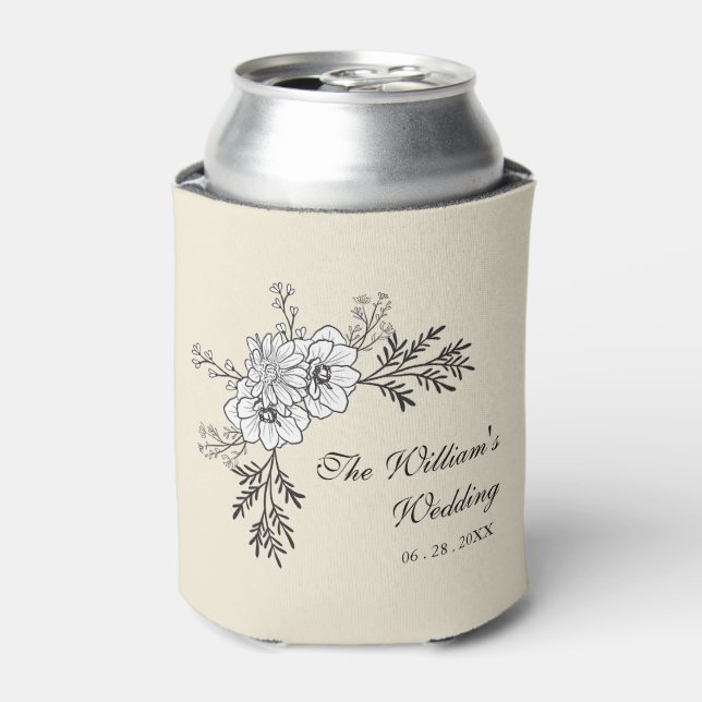 Porta-lata Casamento Rústico com Flores Silvestres Personaliz (Can Front)