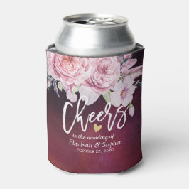 Porta-lata Casamento Saúde para Amar Flores de Boho Vermelho