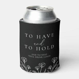 Porta-lata Casamento Simples de Monograma Floral Moderno Pret