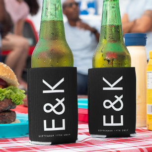 Porta-lata Casamento Simples Monograma Grande Ultra Moderno