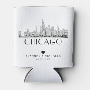 Porta-lata Casamento Skyline Personalizado em Chicago
