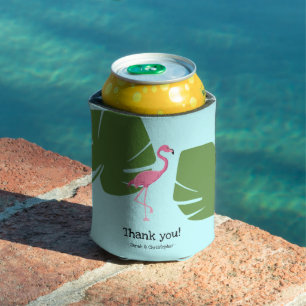 Porta-lata Casamento Tropical Destino Rosa Flamingo azul-turq