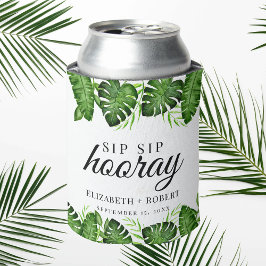 Porta-lata Casamento Tropical Sip Sip Hurra