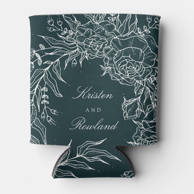 Porta-lata Casamento Verde Esmeralda Branco Wreath Emerald (Frente)