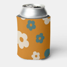 Porta-lata Castanho Whimsical e Retro Floral Azul, Cheio