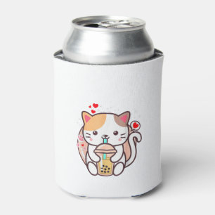 Porta-lata Cat Boba Tea Bubble Tea Kawaii Anime Japonês Neko