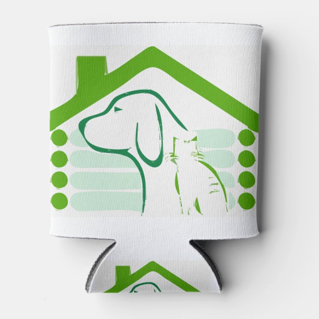 Porta-lata Cat Dog Green House Roof Rough (Frente)