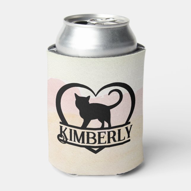 Porta-lata Cat Silhouette Heart Split Monogram (Can Front)